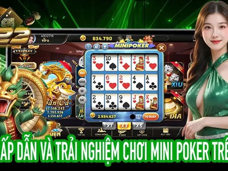 Màn hình Video Poker với chiến thuật xếp hạng bài tại mu9